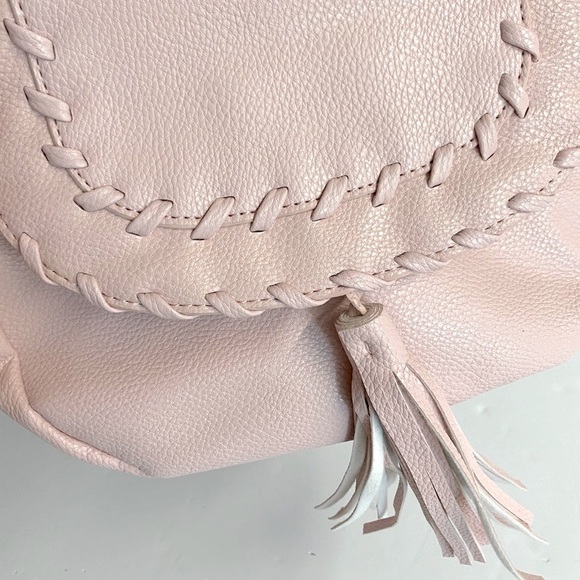Carlos bubblegum pink vegan leather bag with fringe and silver details. - Picture 7 of 9